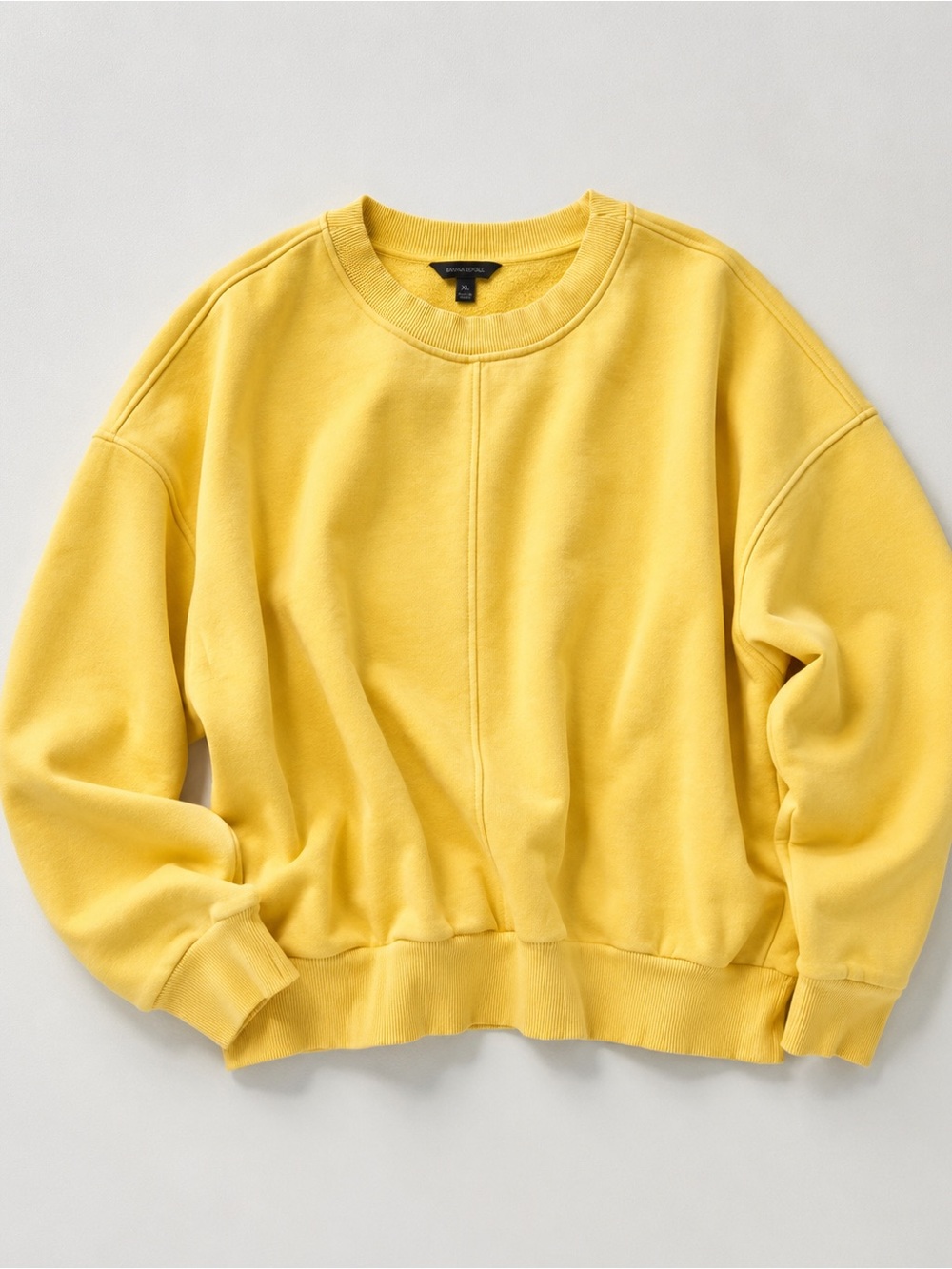 Banana Republic Oversized Crewneck Sweatshirt XL Yellow Dolman Sleeve - Cozy!
